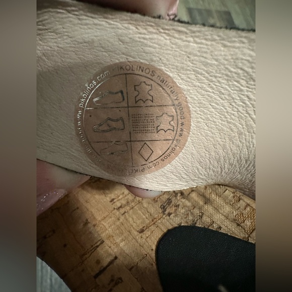 Pikolinos black leather cross over women's sandals 39 cork wedge shoe - Picture 14 of 14